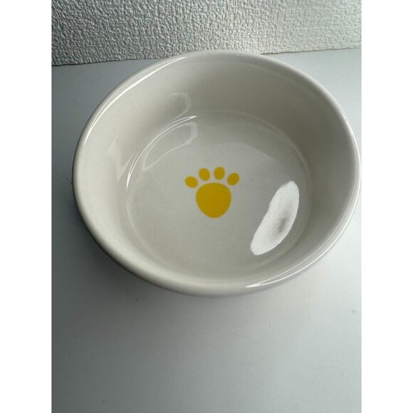 Yellow Polkadot, Paw Small Cat Dog Dish Bowl - Picture 3 of 4